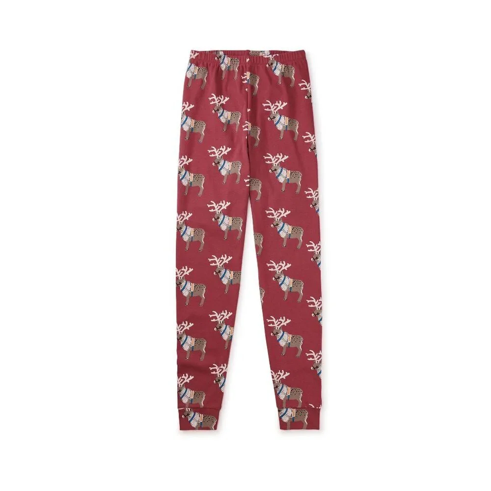 Tea Collection Adult Pajama Set Swedish Reindeers Womens Size XS
